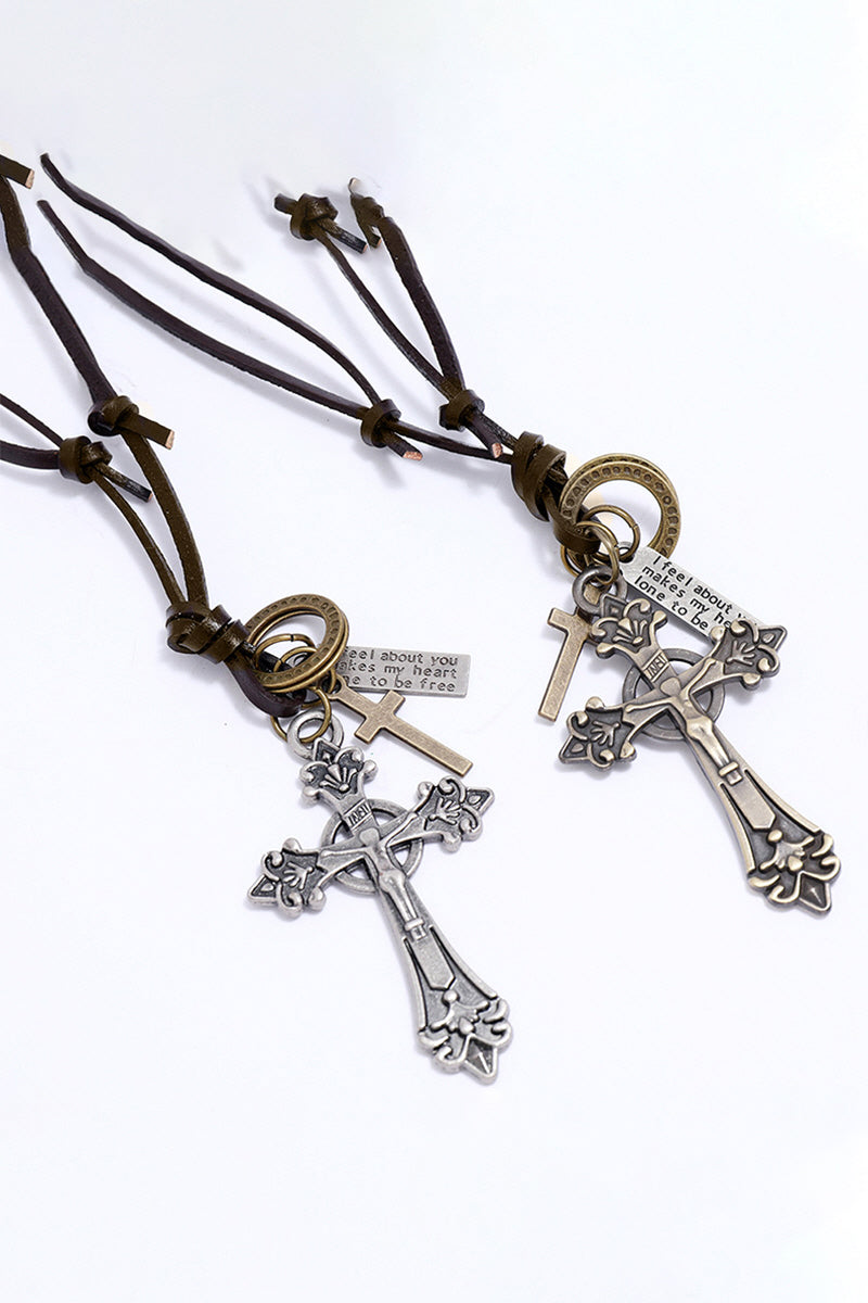 RETRO PU ADJUSTABLE CROSS PENDANT