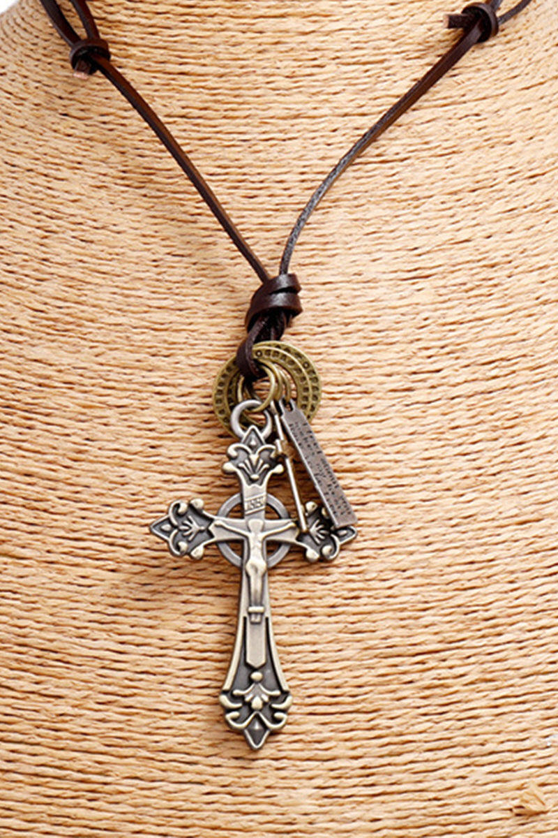 RETRO PU ADJUSTABLE CROSS PENDANT