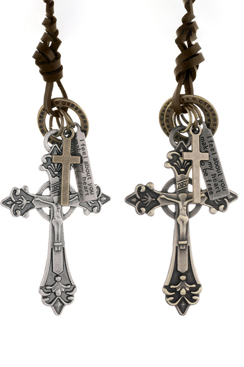 RETRO PU ADJUSTABLE CROSS PENDANT