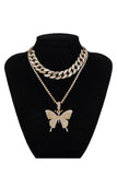 BIG BUTTERFLY PENDENT MULTI LAYER CHAIN NECKLACE