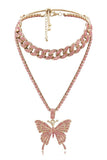 BIG BUTTERFLY PENDENT MULTI LAYER CHAIN NECKLACE