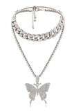 BIG BUTTERFLY PENDENT MULTI LAYER CHAIN NECKLACE