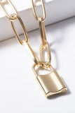 SIMPLE LOCK SHAPE PENDANT METAL CHAIN NECKLACE