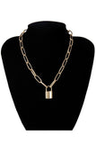 SIMPLE LOCK SHAPE PENDANT METAL CHAIN NECKLACE