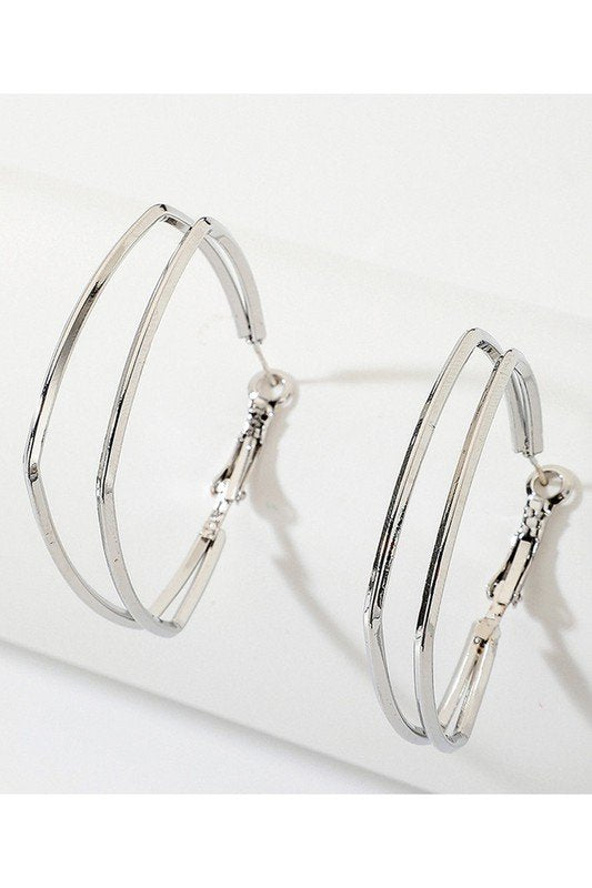 DOUBLE SQUARE RING SIMPLE EARRINGS