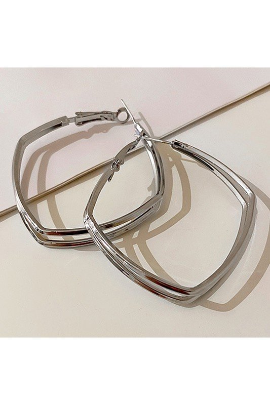 DOUBLE SQUARE RING SIMPLE EARRINGS