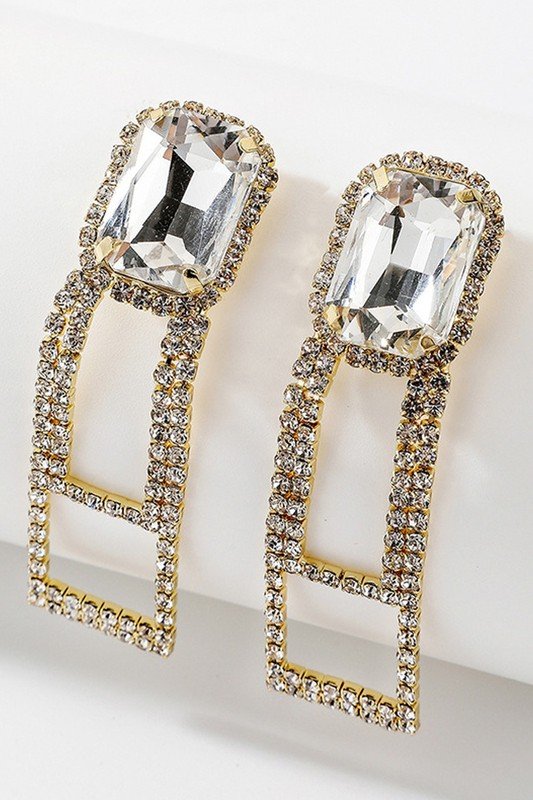 GEM DETAILED FASHION LUXURY DANGLE DROP EARRINGS