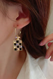 SILVER NEEDLE CHECKERBOARD EARRINGS