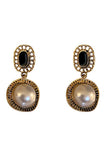 SILVER NEEDLE RETRO METAL PEARL EARRINGS