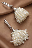 SILVER RING PEARL TASSEL EARRINGS