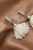 SILVER RING PEARL TASSEL EARRINGS