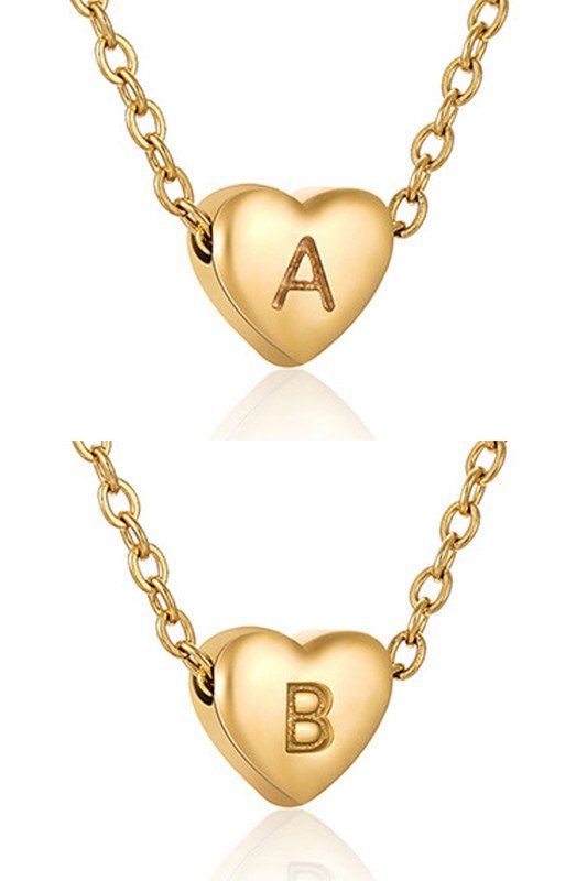 HEART A-Z ALPHABET INITIALS PENDANT NECKLACE