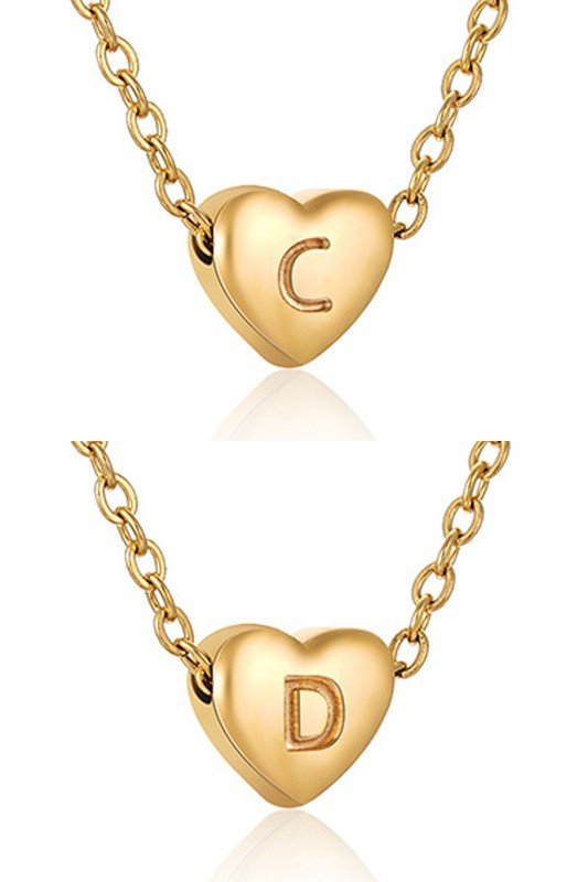 HEART A-Z ALPHABET INITIALS PENDANT NECKLACE