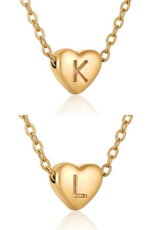 HEART A-Z ALPHABET INITIALS PENDANT NECKLACE