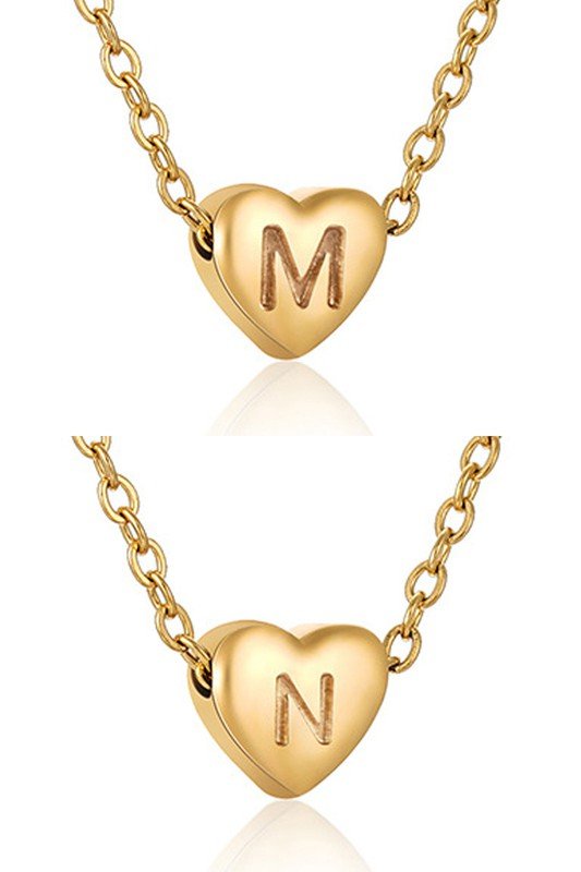 HEART A-Z ALPHABET INITIALS PENDANT NECKLACE