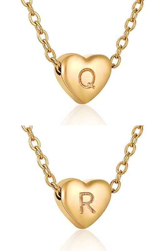 HEART A-Z ALPHABET INITIALS PENDANT NECKLACE