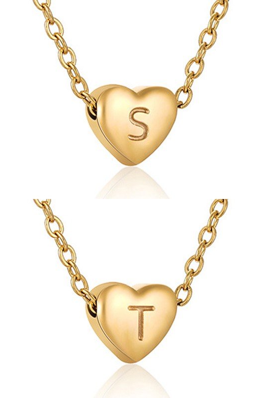 HEART A-Z ALPHABET INITIALS PENDANT NECKLACE