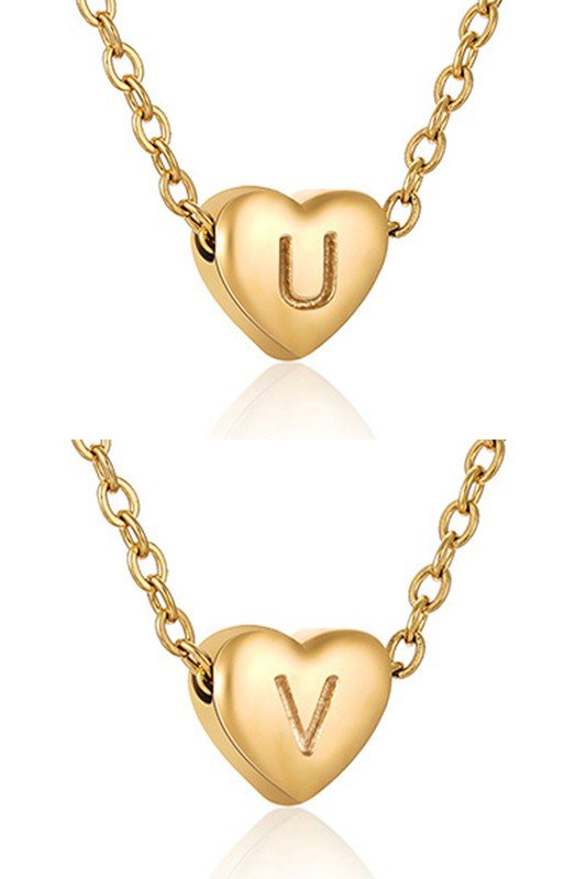 HEART A-Z ALPHABET INITIALS PENDANT NECKLACE