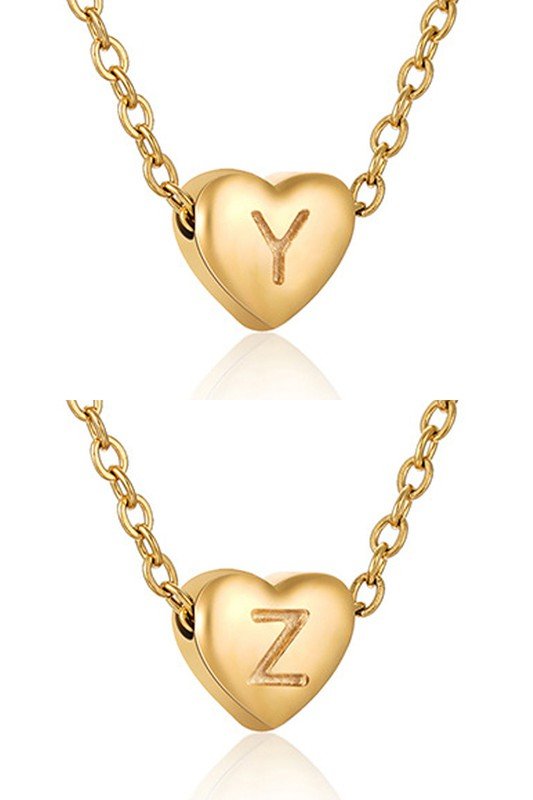 HEART A-Z ALPHABET INITIALS PENDANT NECKLACE