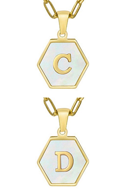 DOUBLE CHAIN HEXAGON ALPHABET INITIALS NECKLACE