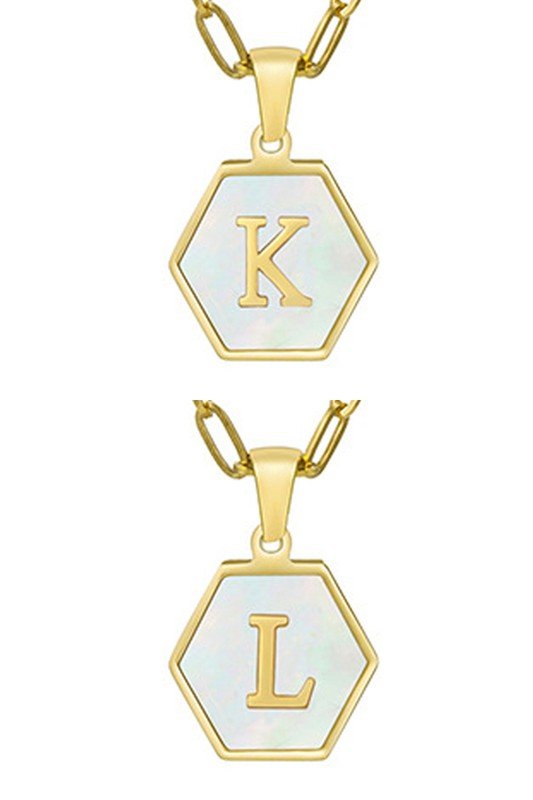 DOUBLE CHAIN HEXAGON ALPHABET INITIALS NECKLACE