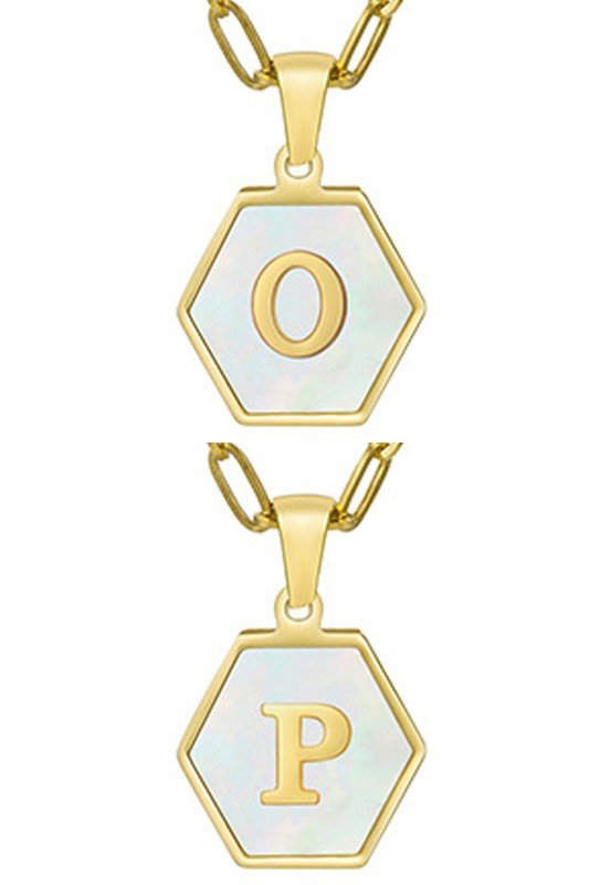 DOUBLE CHAIN HEXAGON ALPHABET INITIALS NECKLACE