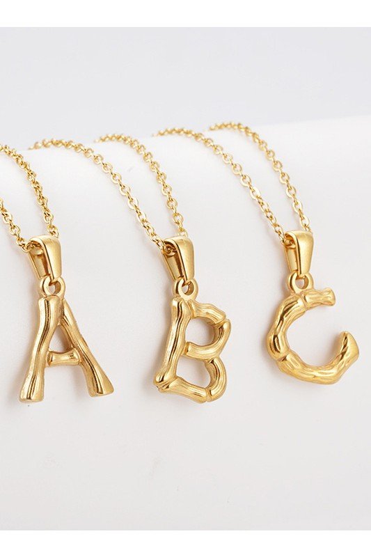 FASHION TEXTURE ALPHABET INITIAL NECKLACE