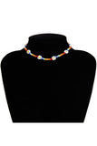 TRENDY FLOWER COLOR BEAD NECKLACE