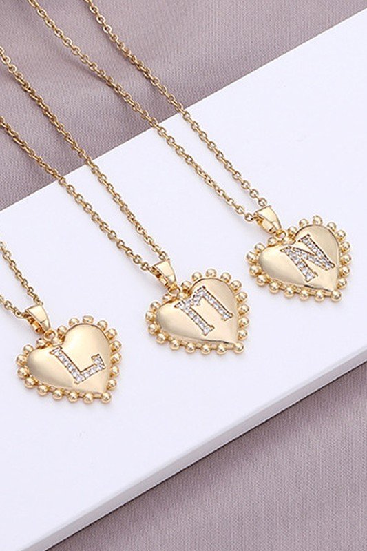 TRENDY HEART SHAPED ALPHABET NECKLACE