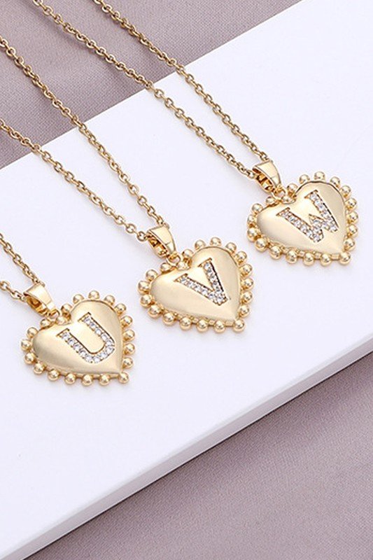 TRENDY HEART SHAPED ALPHABET NECKLACE