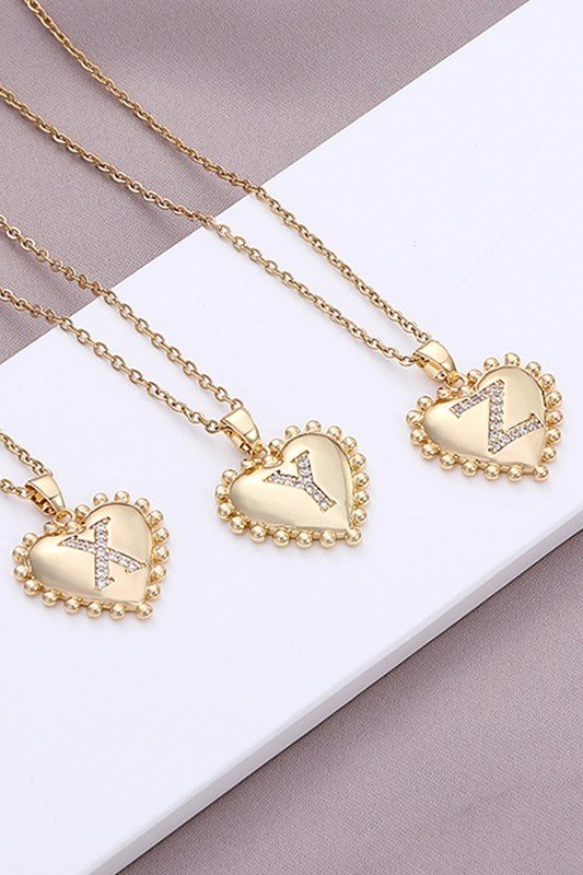 TRENDY HEART SHAPED ALPHABET NECKLACE