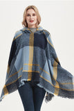 PLAID PATTERN TRENDY HOODED CAPE