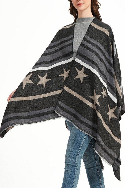 STAR STRIPE TRENDY SHAWL WRAP