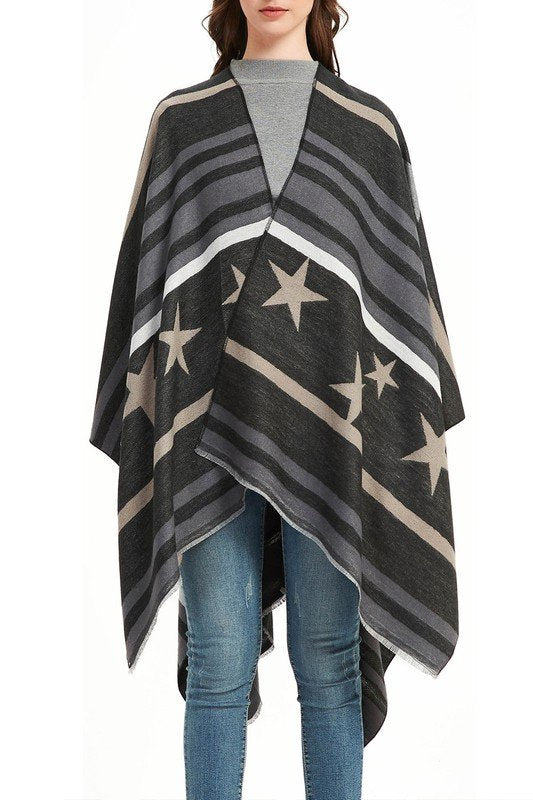 STAR STRIPE TRENDY SHAWL WRAP