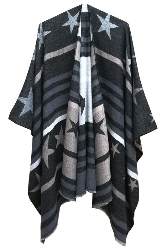 STAR STRIPE TRENDY SHAWL WRAP