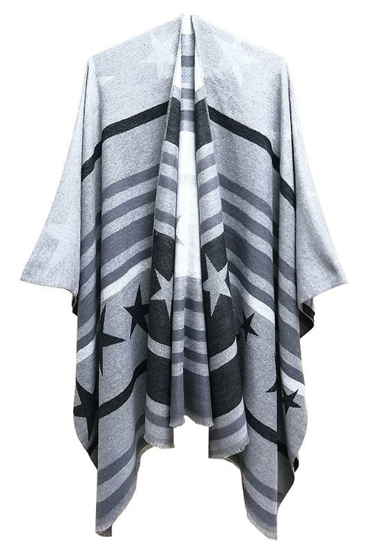 STAR STRIPE TRENDY SHAWL WRAP