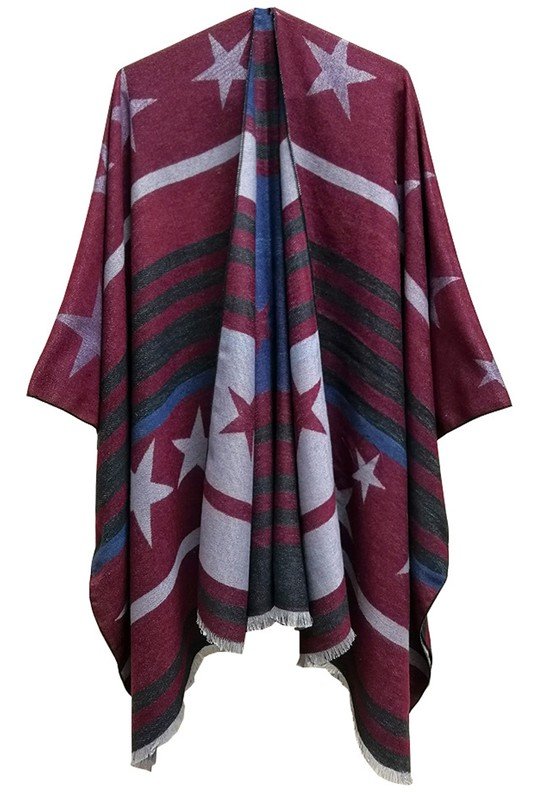 STAR STRIPE TRENDY SHAWL WRAP