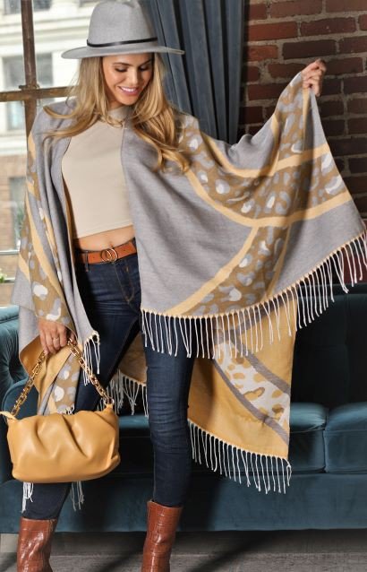 LEOPARD POINT CASUAL SHAWL WRAP