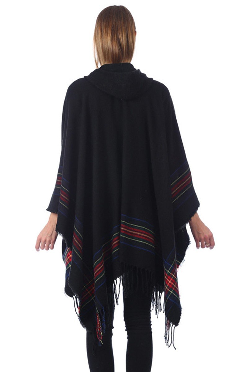 PLAID PATTERN TRENDY FASHION SHAWL WRAP, (L)51.2″ (W)59.1″