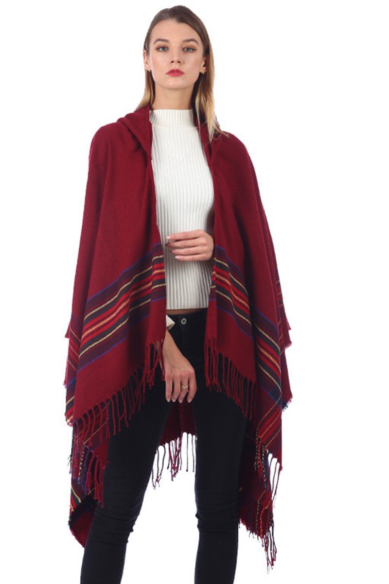 PLAID PATTERN TRENDY FASHION SHAWL WRAP, (L)51.2″ (W)59.1″