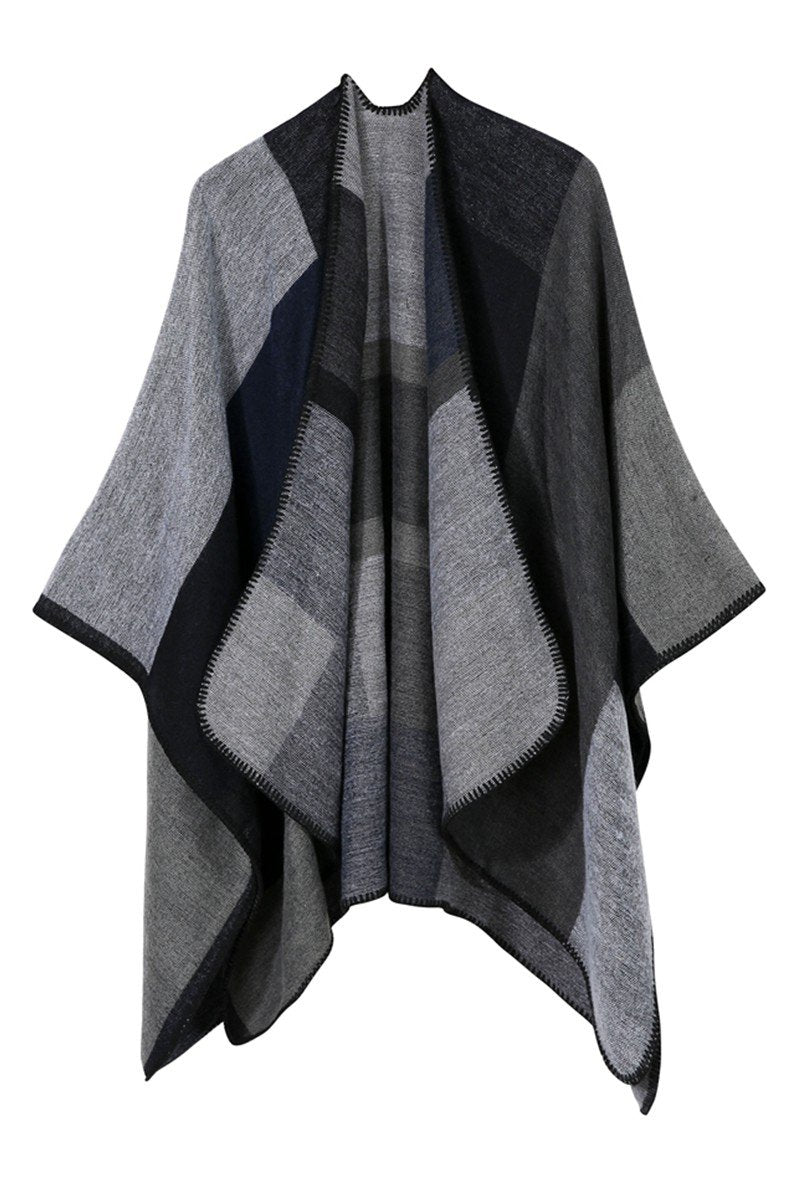 DANDY PLAID FASHION SHAWL WRAP, (L)51.2″ (W)59.1″