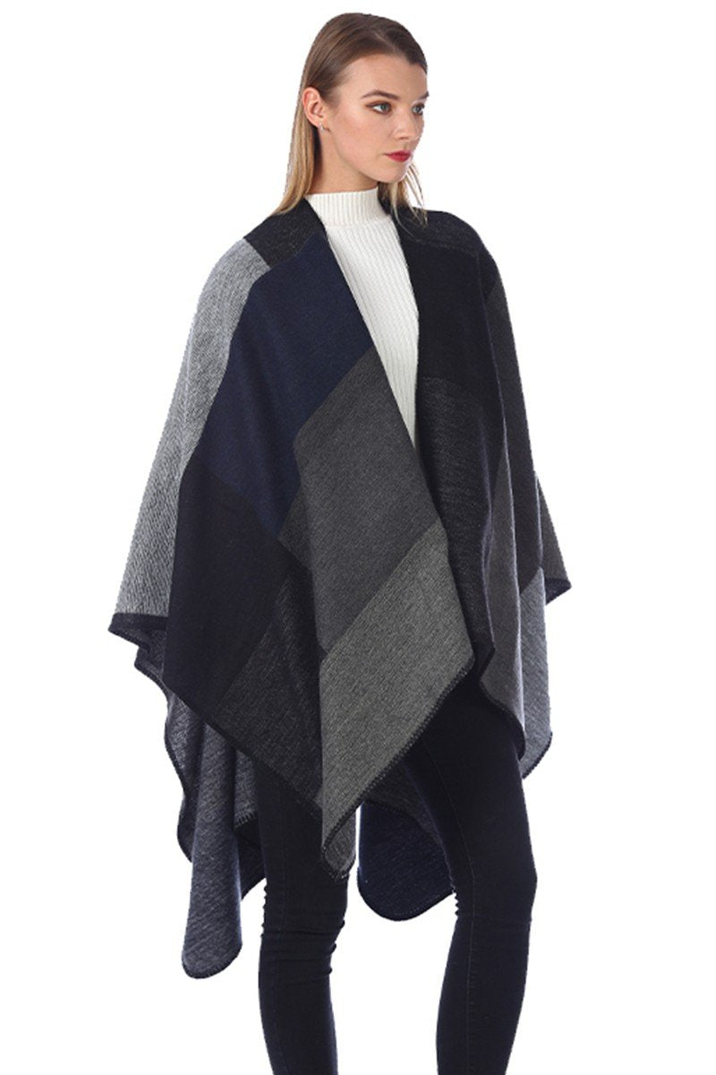 DANDY PLAID FASHION SHAWL WRAP, (L)51.2″ (W)59.1″