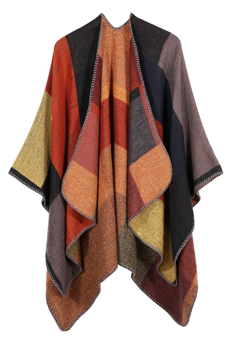 DANDY PLAID FASHION SHAWL WRAP, (L)51.2″ (W)59.1″