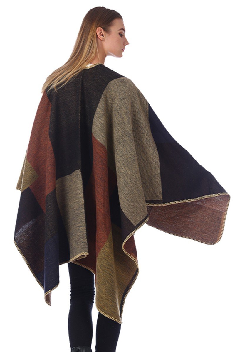 DANDY PLAID FASHION SHAWL WRAP, (L)51.2″ (W)59.1″