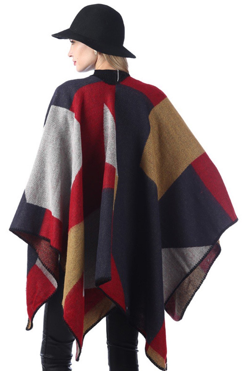 DANDY PLAID FASHION SHAWL WRAP, (L)51.2″ (W)59.1″