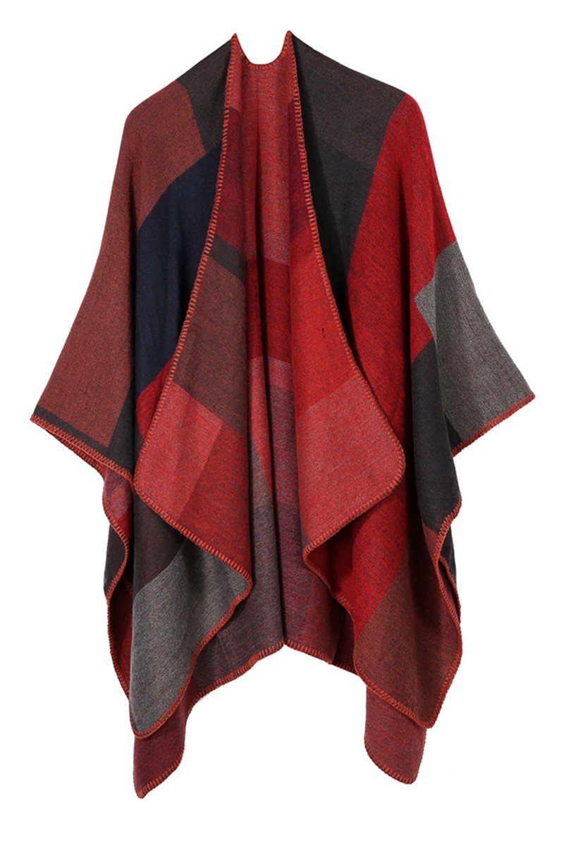 DANDY PLAID FASHION SHAWL WRAP, (L)51.2″ (W)59.1″