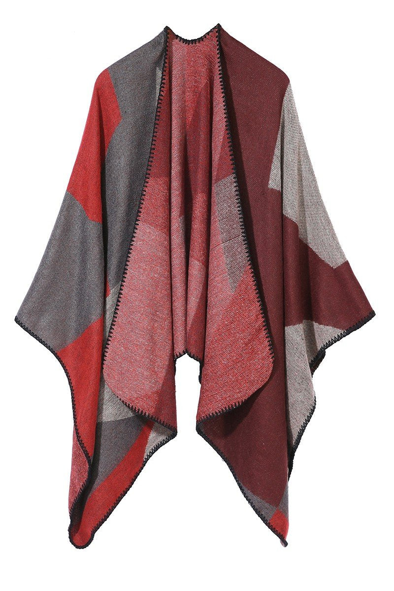 DANDY PLAID FASHION SHAWL WRAP, (L)51.2″ (W)59.1″