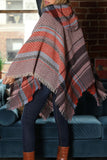 PLAID PATTERN FASHION HOODED CAPE