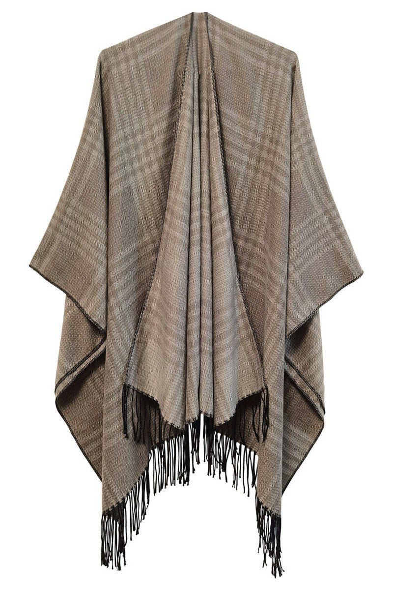 PLAID PATTERN CASUAL SHAWL WRAP