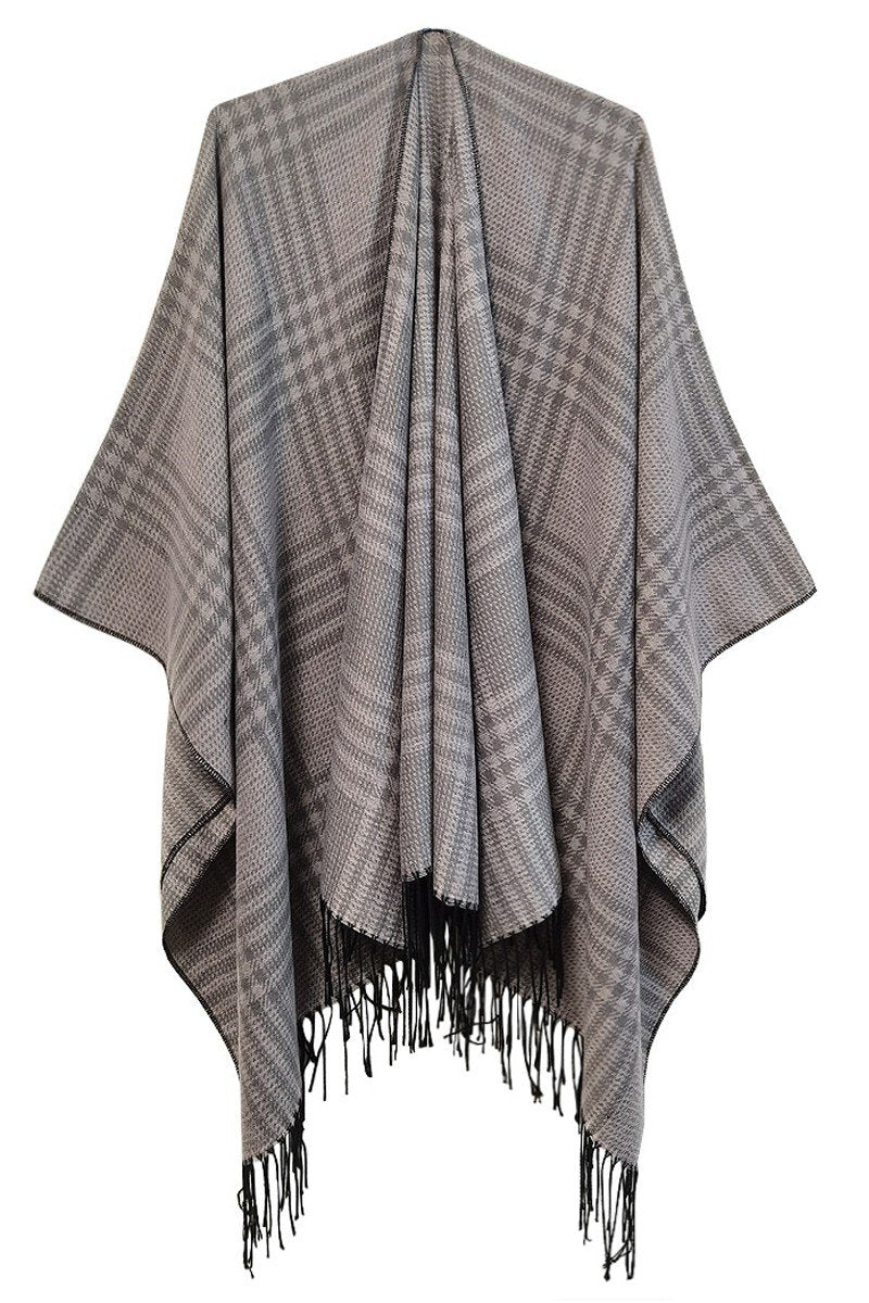 PLAID PATTERN CASUAL SHAWL WRAP